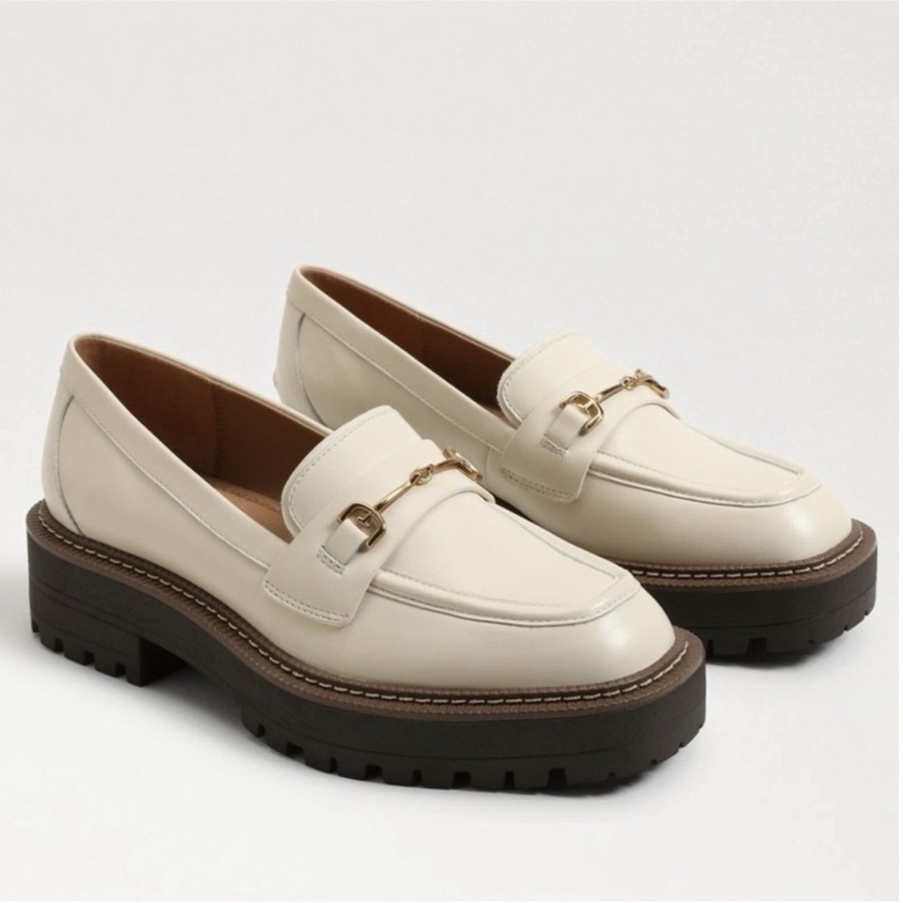 Sam Edelman Laurs Lug Sole Loafers  6 Cream NWOT Horsebit Leather